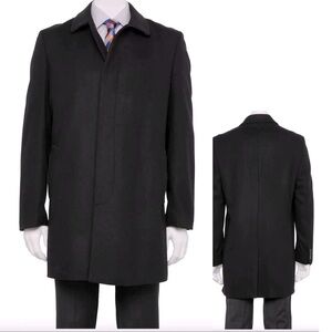 NWT Jean-Paul Germain Black Classic-Fit Tyson Wool-Blend Top Coat, 46 SHORT